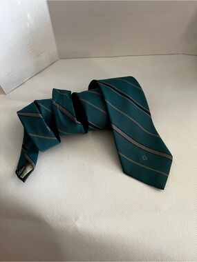 Christian Dios Monsieur Tie Teal Tan Striped Size L, 59" X W, 3.5"